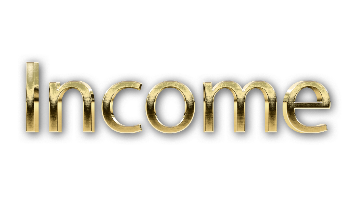 3D WORD INCOME gold text effects art typography PNG images free